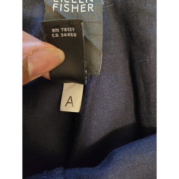 Eileen Fisher Organic Linen Pants Wmn L Blue Career Casual Straight Leg Minimal - Picture 4 of 13